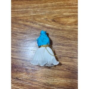 Vintage Original TOPPER DAWN Doll Clothes Blue White Gold MINI HALTERDRESS 1970